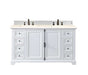James Martin Furniture - Providence 60" Double Vanity Cabinet, Bright White, w- 3 CM Eternal Marfil Quartz Top - 238-105-V60D-BW-3EMR - GreatFurnitureDeal