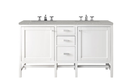James Martin Furniture - Addison 60" Double Vanity Cabinet, Glossy White, w- 3 CM Eternal Serena Top - E444-V60D-GW-3ESR - GreatFurnitureDeal