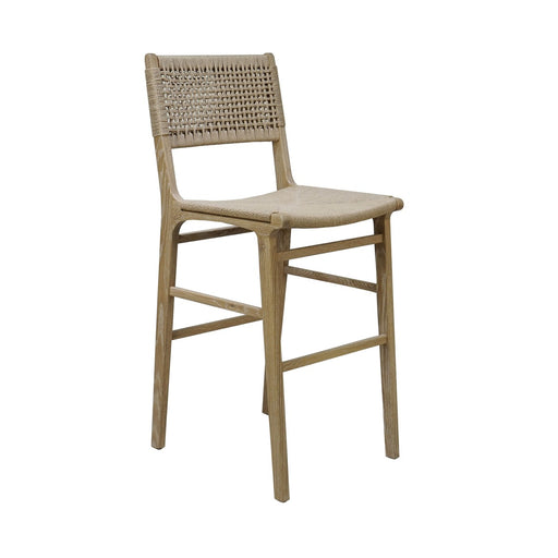 Worlds Away - Woven Back Bar Stool With Rush Seat In Cerused Oak - CARSON CO - GreatFurnitureDeal