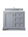 James Martin Furniture - De Soto 36" Single Vanity, Silver Gray, w/ 3 CM Ethereal Noctis Quartz Top - 825-V36-SL-3ENC - GreatFurnitureDeal