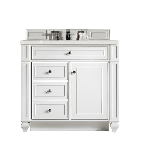 James Martin Furniture - Bristol 36" Single Vanity, Bright White, w- 3 CM Eternal Serena Quartz Top - 157-V36-BW-3ESR - GreatFurnitureDeal