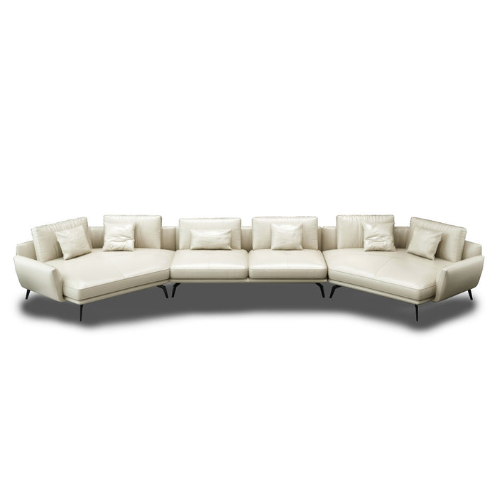 European Furniture - Venere 6 Seater Sectional in Off White Italian Leather - 65557-6S