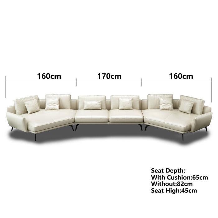 European Furniture - Venere 6 Seater Sectional in Off White Italian Leather - 65557-6S - GreatFurnitureDeal