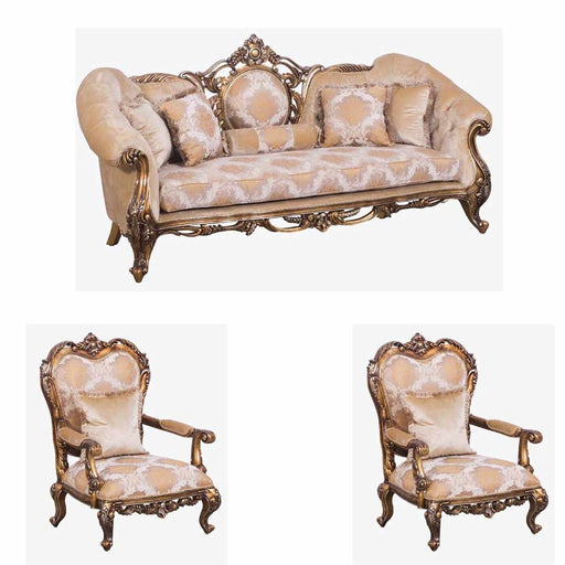 European Furniture - Rosella II 3 Piece Luxury Living Room Set in Parisian Bronze - 44698-S2C