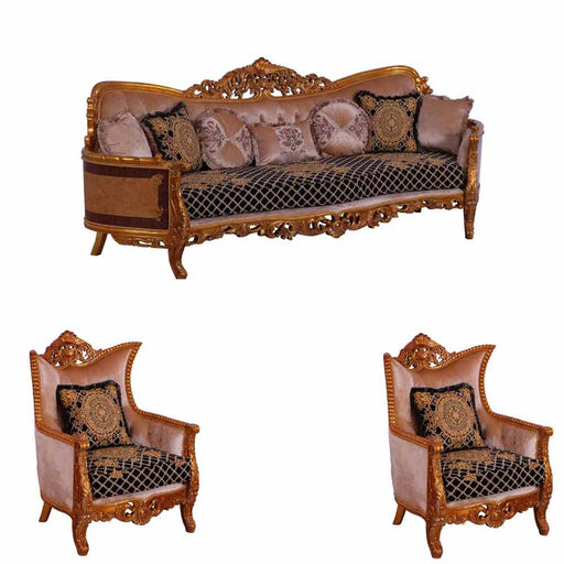 European Furniture - Modigliani II 3 Piece Luxury Living Room Set in Black and Gold - 31052-S2C - GreatFurnitureDeal