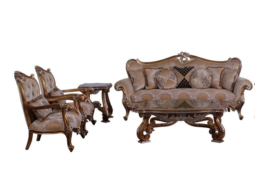 European Furniture - Augustus 3 Piece Luxury Sofa Set in Light Gold & Antique Silver - 37057-S2C - GreatFurnitureDeal