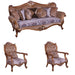 European Furniture - Augustus II 3 Piece Luxury Sofa Set in Light Gold & Antique Silver - 37059-S2C