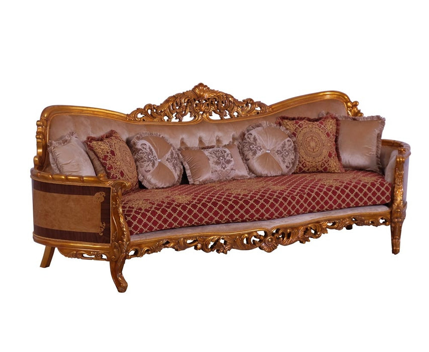 European Furniture - Modigliani 3 Piece Luxury Living Room Set in Red and Gold - 31058-S2C - GreatFurnitureDeal