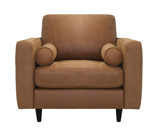 Mariano Italian Leather Furniture - Sabrina Chair and Ottoman set  in Tan - SABRINA-CO - GreatFurnitureDeal