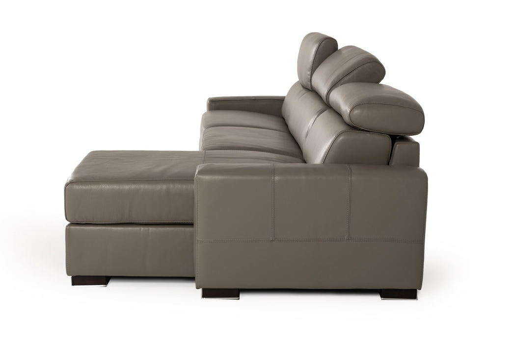 VIG Furniture - Estro Salotti Sacha Modern Dark Grey Leather Reversible Sofa Bed Sectional w- Storage - VGNTSACHA-C611