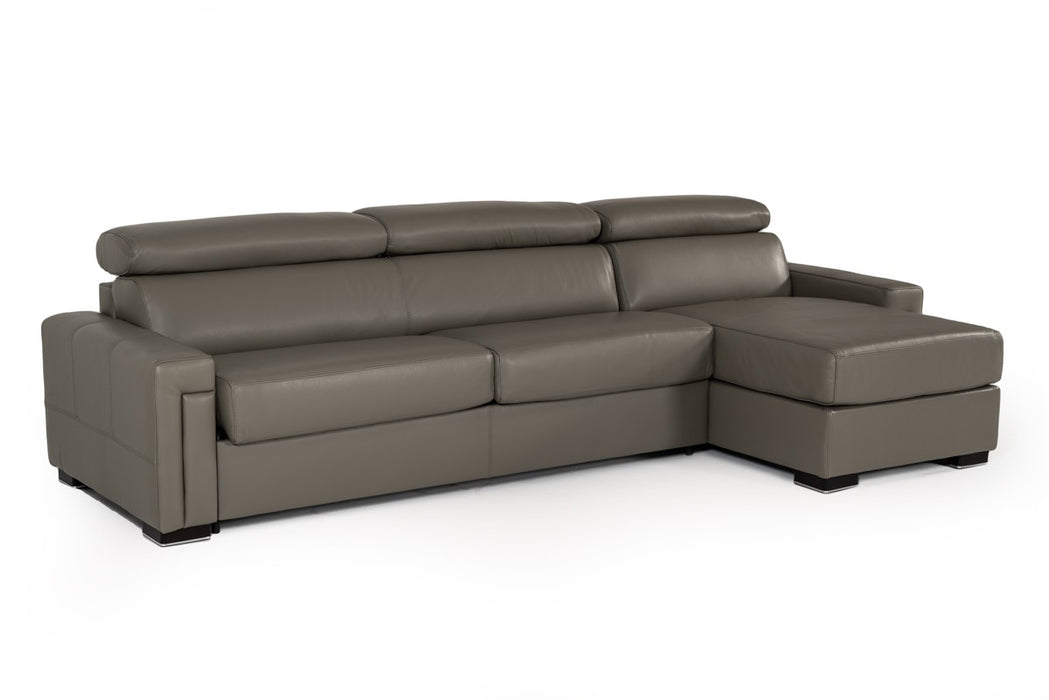 VIG Furniture - Estro Salotti Sacha Modern Dark Grey Leather Reversible Sofa Bed Sectional w- Storage - VGNTSACHA-C611 - GreatFurnitureDeal
