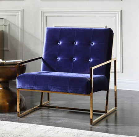 VIG Furniture - Modrest Samara Modern Blue & Gold Accent Chair - VGVCB8390A - GreatFurnitureDeal