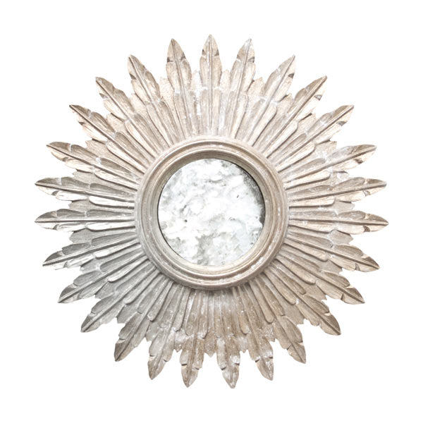 Worlds Away - Small Silver Leaf Starburst Mirror With Antique Mirror Inset - SANTO S