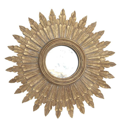 Worlds Away - Small Gold Leaf Starburst Mirror With Antique Mirror Inset - SANTO G - GreatFurnitureDeal