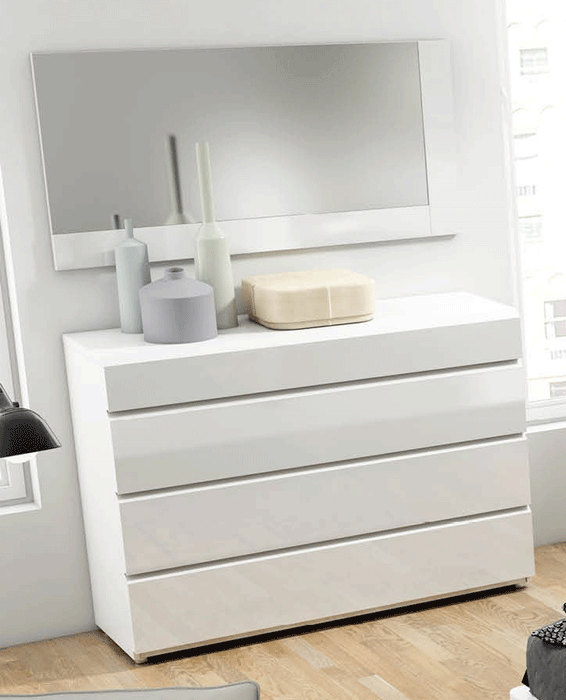 ESF Furniture - Sara Single Dresser with Mirror Set in Glossy White - GreatFurnitureDeal ESF Furniture - Sara Single Dresser with Mirror Set in Glossy White - GreatFurnitureDeal