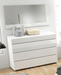 ESF Furniture - Sara Single Dresser with Mirror Set in Glossy White - SARADRESSER120-M