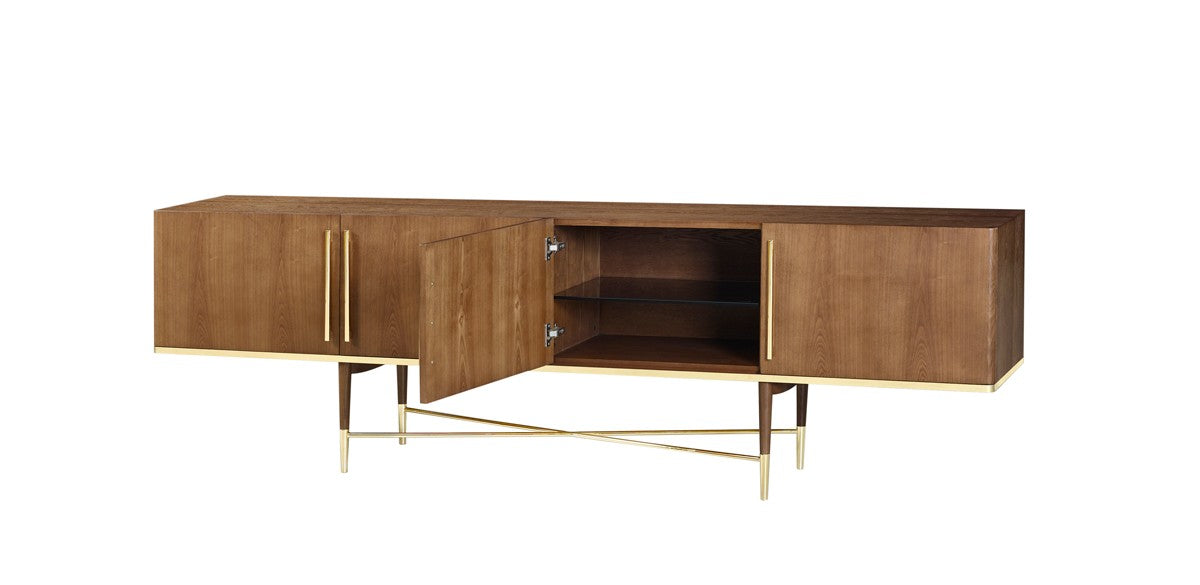 VIG Furniture - Modrest Bernard Mid-Century Modern Walnut & Gold Buffet - VGCSSB-17118 - GreatFurnitureDeal