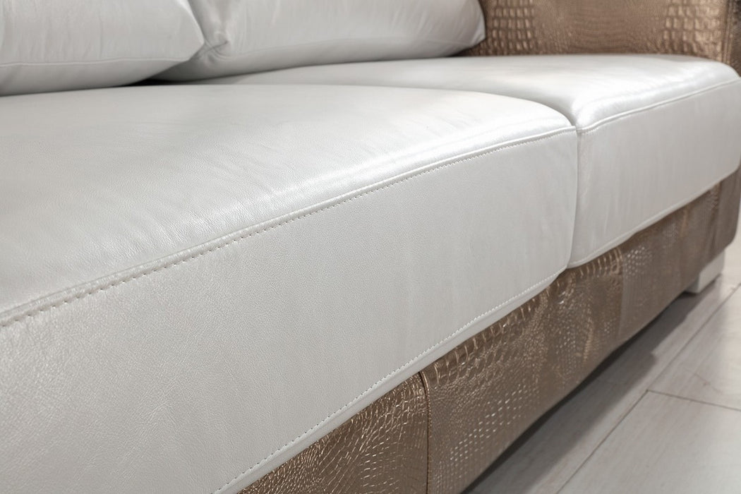 Vig Furniture - Divani Casa Cordova Modern Bronze & White Leather Sofa Set - VGBNSBL-9228 - GreatFurnitureDeal