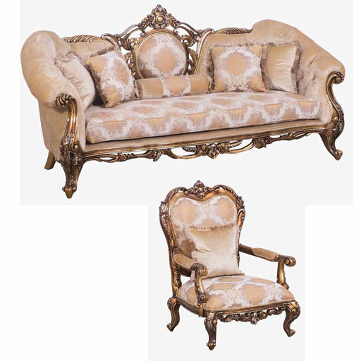 European Furniture - Rosella 2 Piece Luxury Sofa Set in Parisian Bronze - 44698-SC