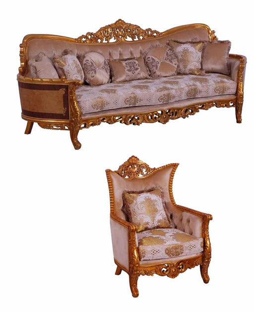European Furniture - Modigliani III 2 Piece Luxury Sofa Set in Ikat and Gold - 31056-SC - GreatFurnitureDeal
