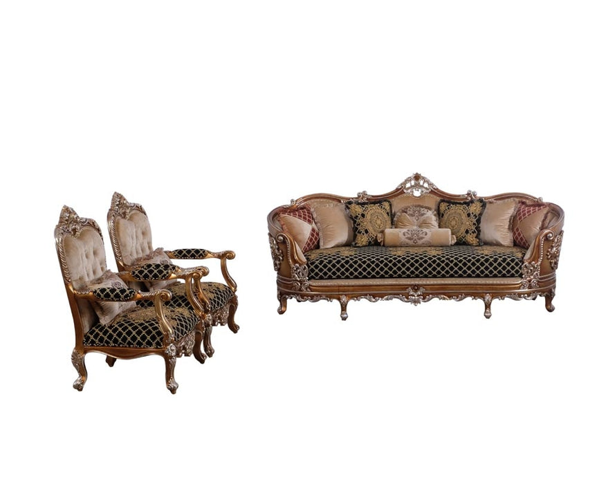 European Furniture - Saint Germain II 2 Piece Luxury Sofa Set in Light Gold & Antique Silver - 35552-SC