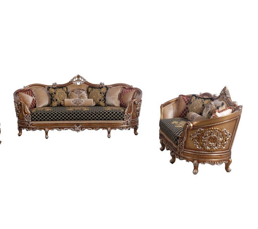 European Furniture - Saint Germain II 2 Piece Luxury Sofa Set in Light Gold & Antique Silver - 35552-SL - GreatFurnitureDeal