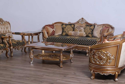 European Furniture - Saint Germain II Luxury Sofa in Light Gold & Antique Silver - 35552-S - GreatFurnitureDeal