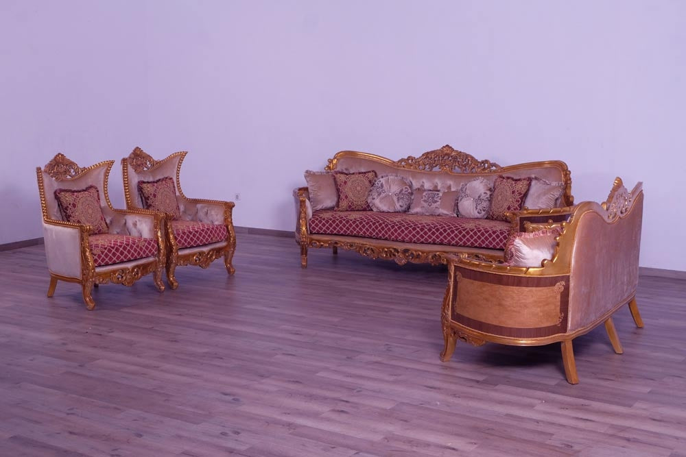 European Furniture - Modigliani Luxury Chair in Red and Gold - 31058-C - GreatFurnitureDeal