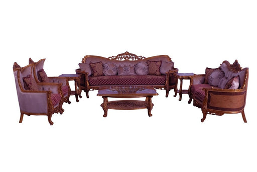 European Furniture - Modigliani 4 Piece Luxury Living Room Set in Red and Gold - 31058-SL2C - GreatFurnitureDeal
