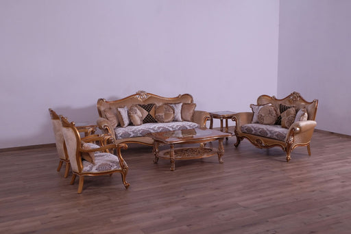 European Furniture - Augustus II Luxury Coffee Table in Light Gold & Antique Silver - 38996-CT - GreatFurnitureDeal