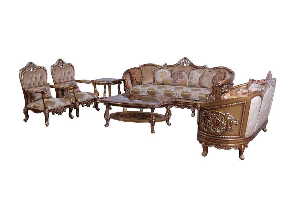 European Furniture - Saint Germain 3 Piece Luxury Occasional Table Set in Light Gold & Antique Silver - 35550-CT-ET - GreatFurnitureDeal