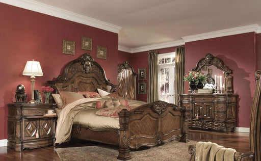AICO Furniture - Windsor Court 3 Piece Eastern King Mansion Bedroom Set in Vintage Fruitwood - 70000EKMB-54-3SET