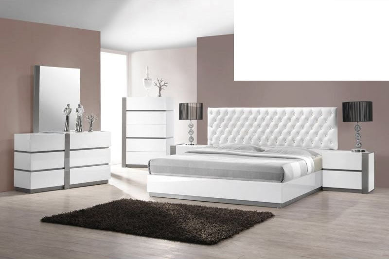 Mariano Furniture - Seville White Lacquer 5 Piece Eastern King Bedroom Set - BMSEVILLE-EK-5SET