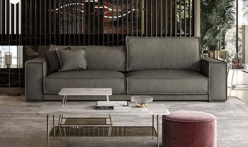 VIG Furniture - Coronelli Collezioni Sevilla - Italian Contemporary Grey Leather Sofa - VGCCBAXTER-STATUS-GRY-S - GreatFurnitureDeal
