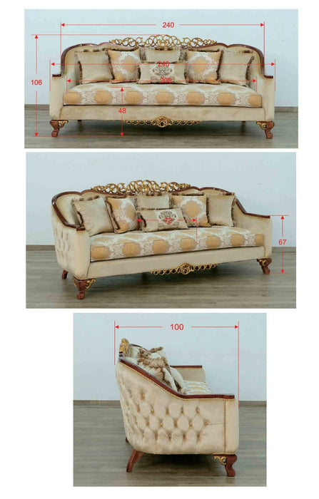 European Furniture - Angelica II Sofa in Dark Brown & Gold - 45354-S - GreatFurnitureDeal