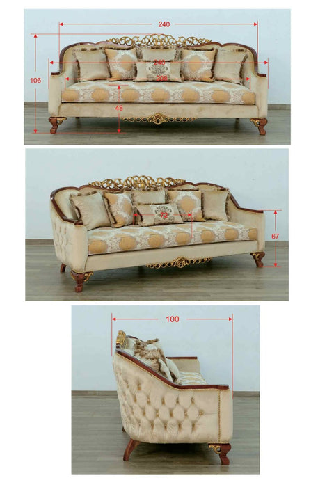 European Furniture - Angelica Sofa in Brown & Gold - 45352-S