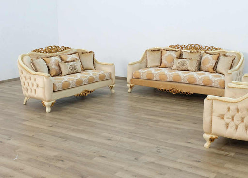 European Furniture - Angelica 2 Piece Living Room Set in Brown & Gold - 45352-2SET - GreatFurnitureDeal