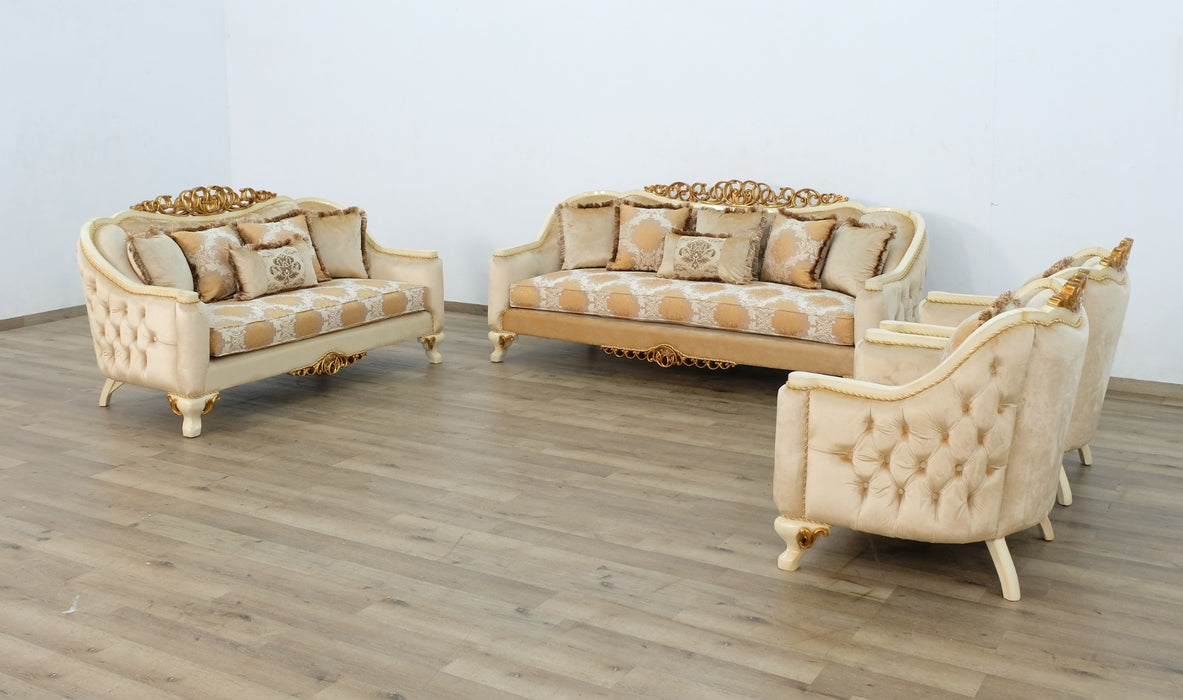 European Furniture - Angelica Loveseat in Brown & Gold - 45352-L