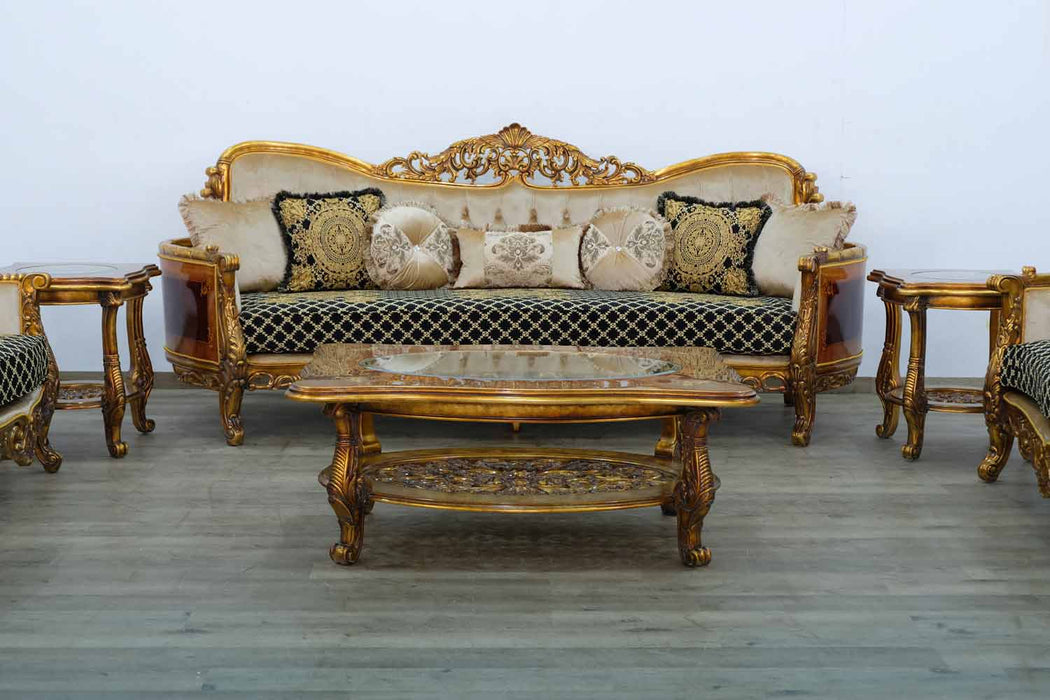European Furniture - Maggiolini II 4 Piece Living Room Set in Black and Gold - 31059-4SET