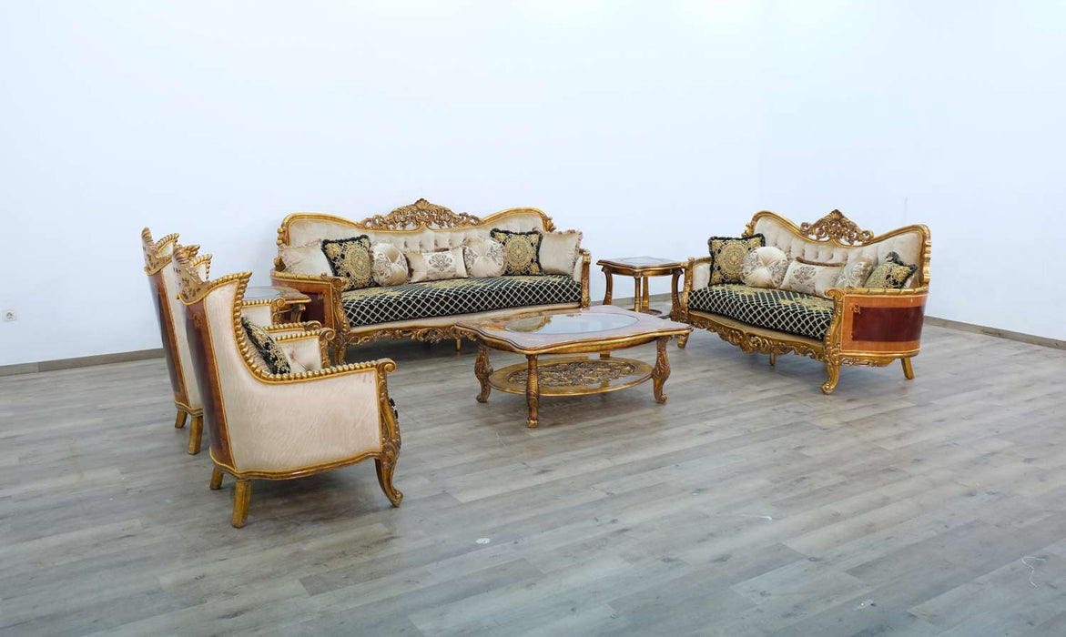 European Furniture - Maggiolini II 3 Piece Living Room Set in Black and Gold - 31059-3SET