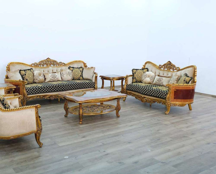 European Furniture - Maggiolini II Sofa in Black and Gold - 31059-S