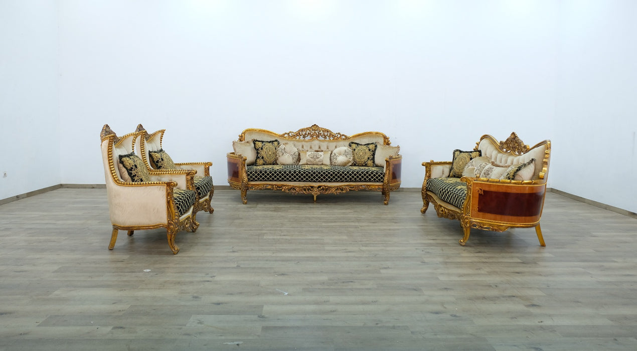 European Furniture - Maggiolini II 4 Piece Living Room Set in Black and Gold - 31059-4SET - GreatFurnitureDeal