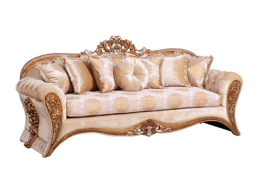 European Furniture - Emperador II Luxury Sofa in Antique Brown with Antique Silver Blended with Light Gold - 42038-S