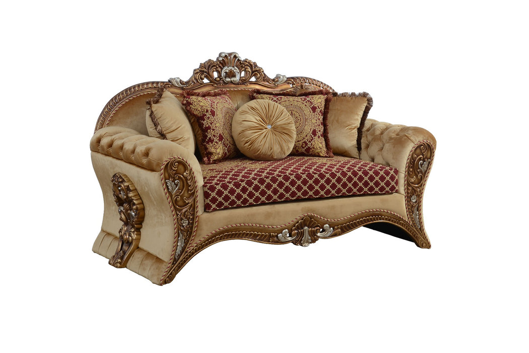 European Furniture - Emperador III Loveseat in Red Gold - 42036-L