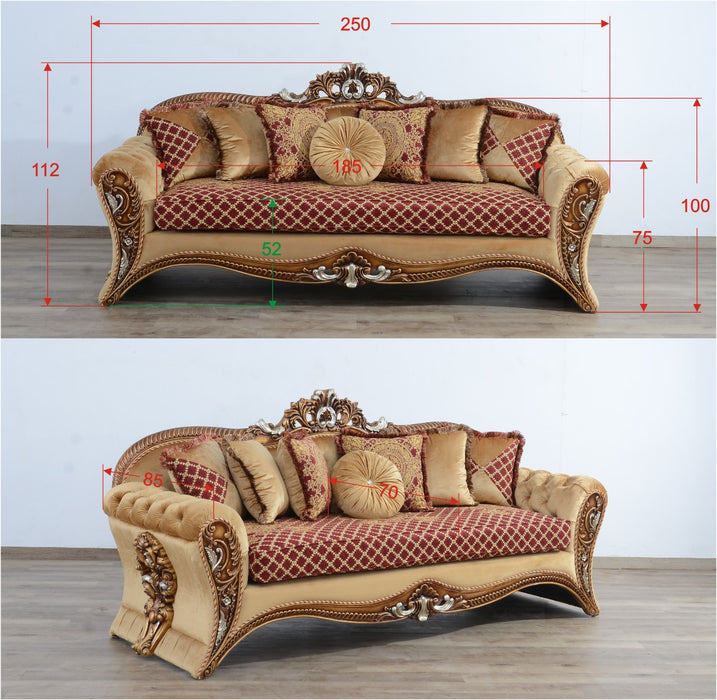 European Furniture - Emperador III 3 Piece Living Room Set in Red Gold - 42036-3SET - GreatFurnitureDeal