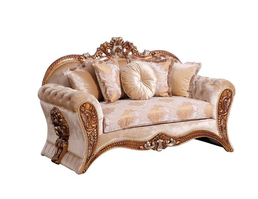 European Furniture - Emperador II Luxury Loveseat in Antique Brown with Antique Silver Blended with Light Gold - 42038-L