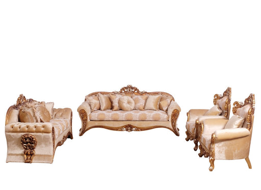 European Furniture - Emperador II 3 Piece Luxury Living Room Set in Antique Brown with Antique Silver Blended with Light Gold - 42038-S2C