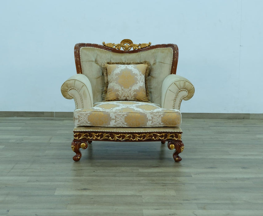 European Furniture - Fantasia II 3 Piece Living Room Set in Gold-Brown - 40019-3SET - GreatFurnitureDeal