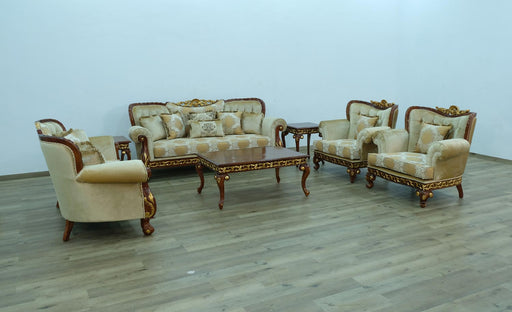 European Furniture - Fantasia II 4 Piece Living Room Set in Gold-Brown - 40019-4SET - GreatFurnitureDeal