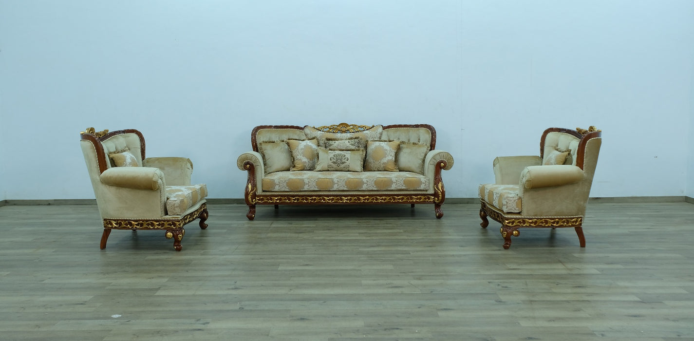 European Furniture - Fantasia II 2 Piece Living Room Set in Gold-Brown - 40019-2SET